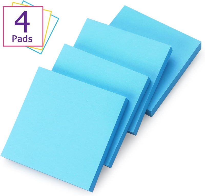 Eastern Wolf Sticky Notes 3x3 Self-Stick Notes Bright Colors Sticky Notes 4 Pads 100 Sheets/Pad (Blue) - Image 2